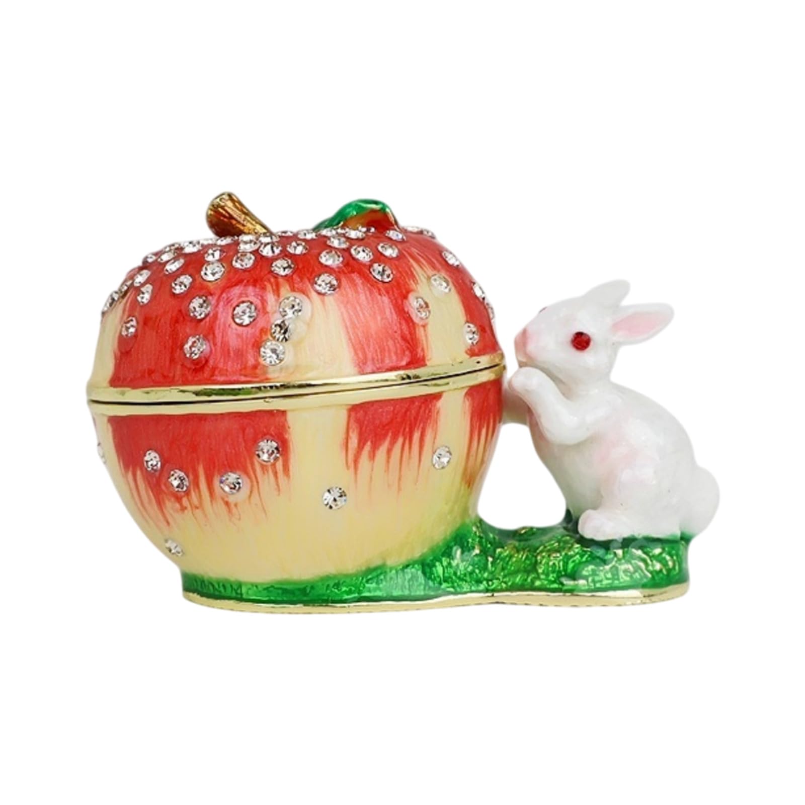 Laikoutd Alloy Jewelry Box Decorated with Enameled Squirrel Fruit Motifs and Shimmering Diamonds Inlays Accessories Case Lavishness Coating Trinket Box