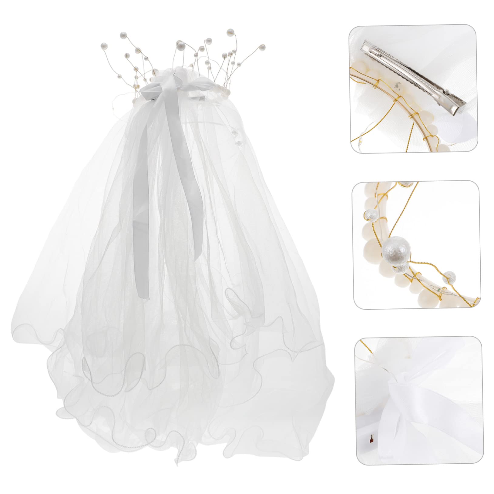 Copricapo da Sposa Velo da Sposa Abito da Sposa Bianco Veli a mantiglia Decorazione per Capelli da Sposa Veli per spose Decorazione Bianca Corona Decorazione Velo da Sposa a LED Ab