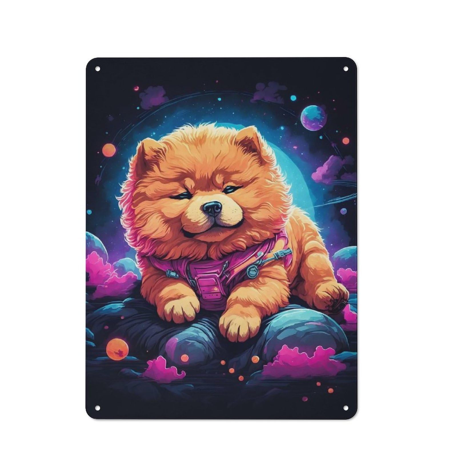 Junmoney Chow Chow Puppies Tin Sign 40X30cm For Pub Or Café, Retro-Style Wall Decor, For Garage, Workshop And Man Cave Decoration