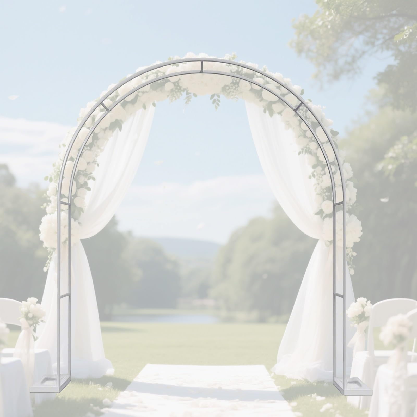 Metal Arch 260 280 240 180 120 400 cm Outdoor Garden Arbor Trellis for Climbing Plants Roses Wedding Patio Party Event Décor Pergola Archway with Base Easy Assembly(White,180 x 220 x 40 cm)