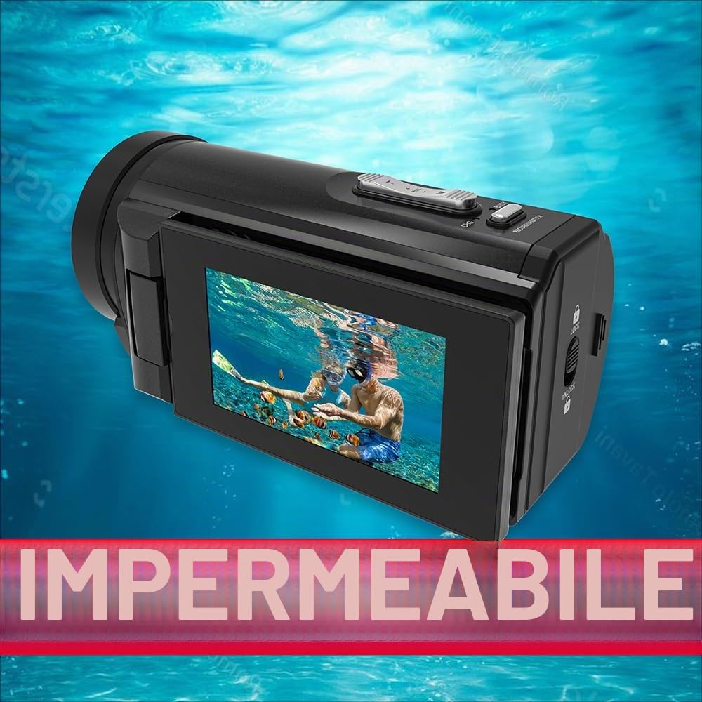 Agfaphoto - Videocamera - Realimove CC4000W - 4K, Schermo LCD Articolato IPS da 3", Zoom Digitale 18X, Impermeabile fino a 5 m, Stabilizzazione Elettronica, Batteria al Litio – Nero