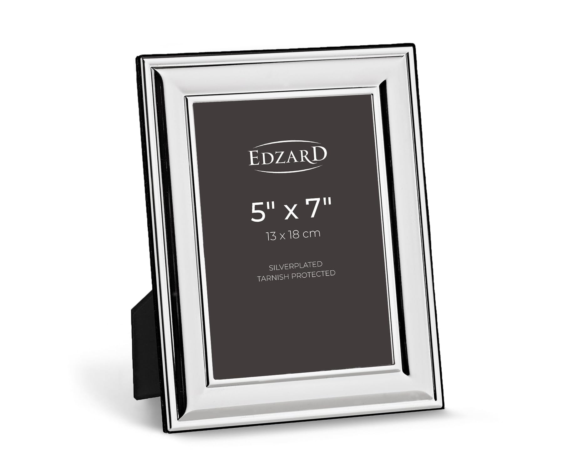 Edzard Silver Plated Photo Frame Sunset 5"x7" (13x18 cm), Non-Tarnishing, High Gloss Finish, Real Glass Front & Premium Velvet Back, Portrait or Landscape Display