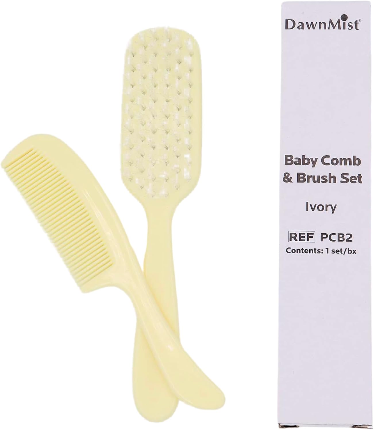 Dukal PCB2 Dawn Mist Baby Comb and Brush Set, Ivory, Ivory, Pack of 288