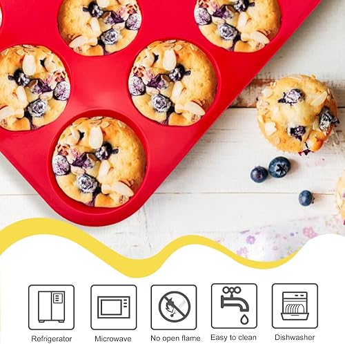 Miniatura 4 de Molde de silicona antiadherente para magdalenas de tamaño regular, molde de silicona de grado alimenticio, molde para hornear muffins y magdalenas,