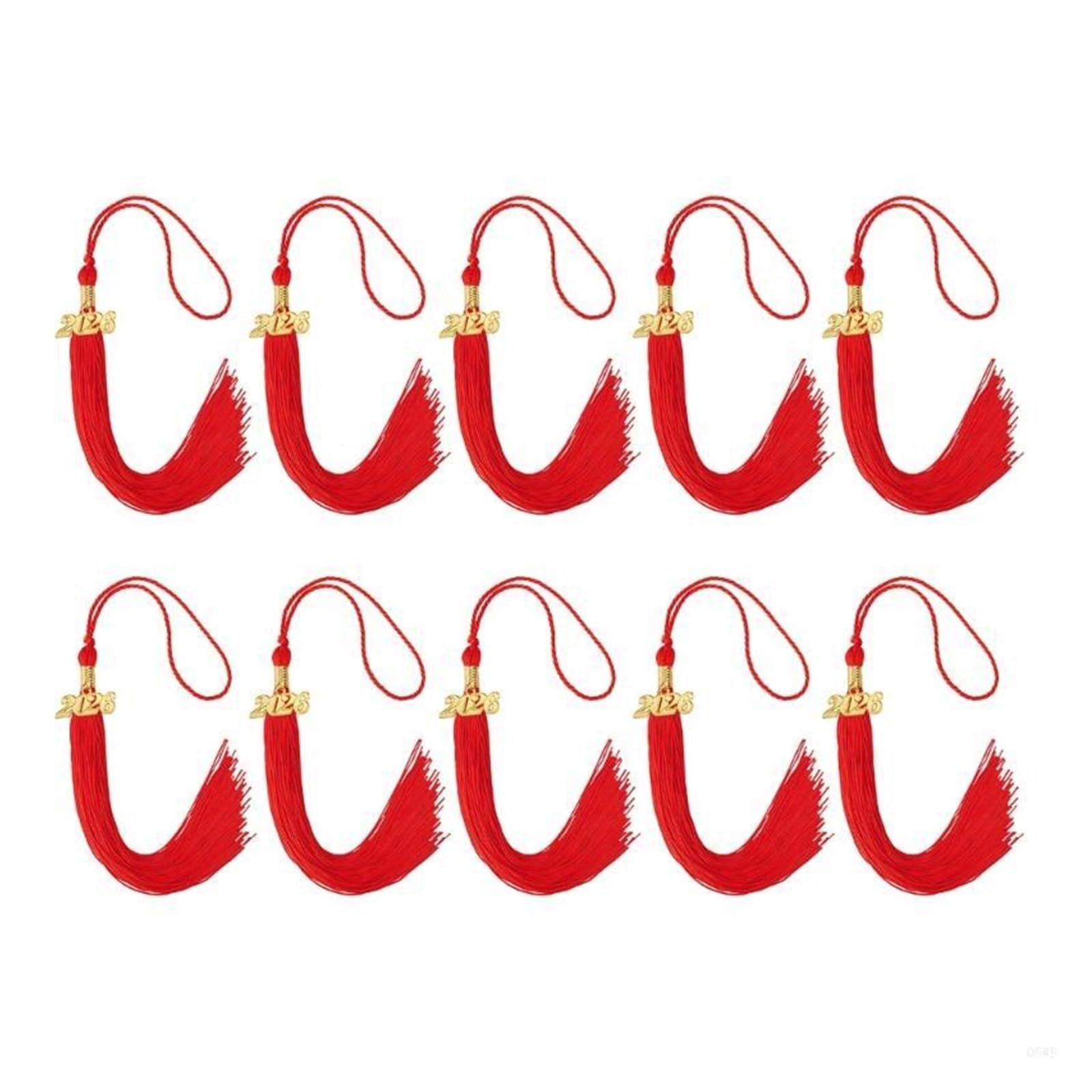 Tassel Graduation 10Pcs 2026 Graduation Hat Tassels For Academic Gowns Caps Celebration for Graduate Ceremonies and Memorials(Red)