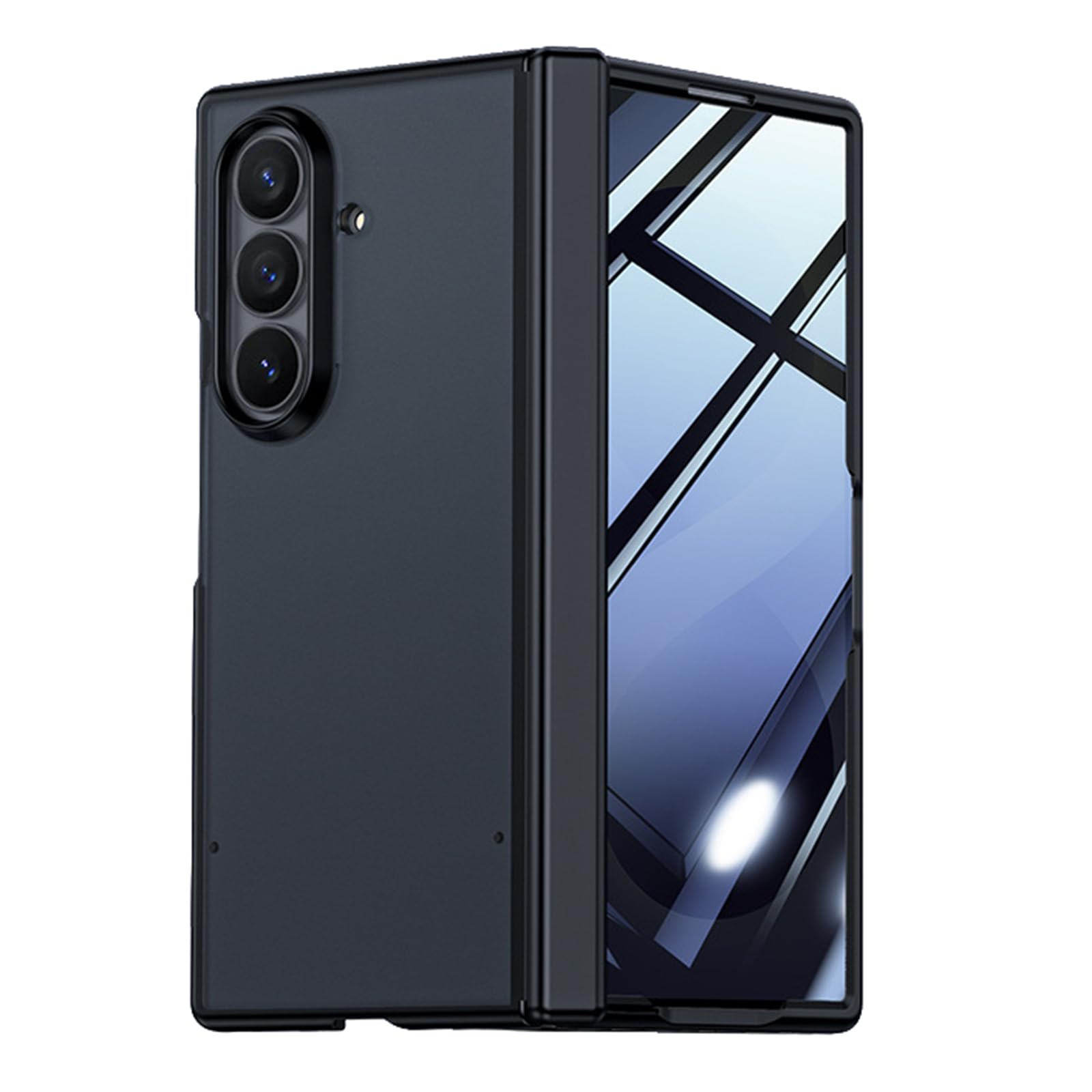 MFAOSHI Slim Case for Samsung Galaxy Z Fold 8 Ultra, Frosted Translucent Hinge Protection Cover with Anti Peeping Tempered Glass Case,Black,Fold 8 Ultra