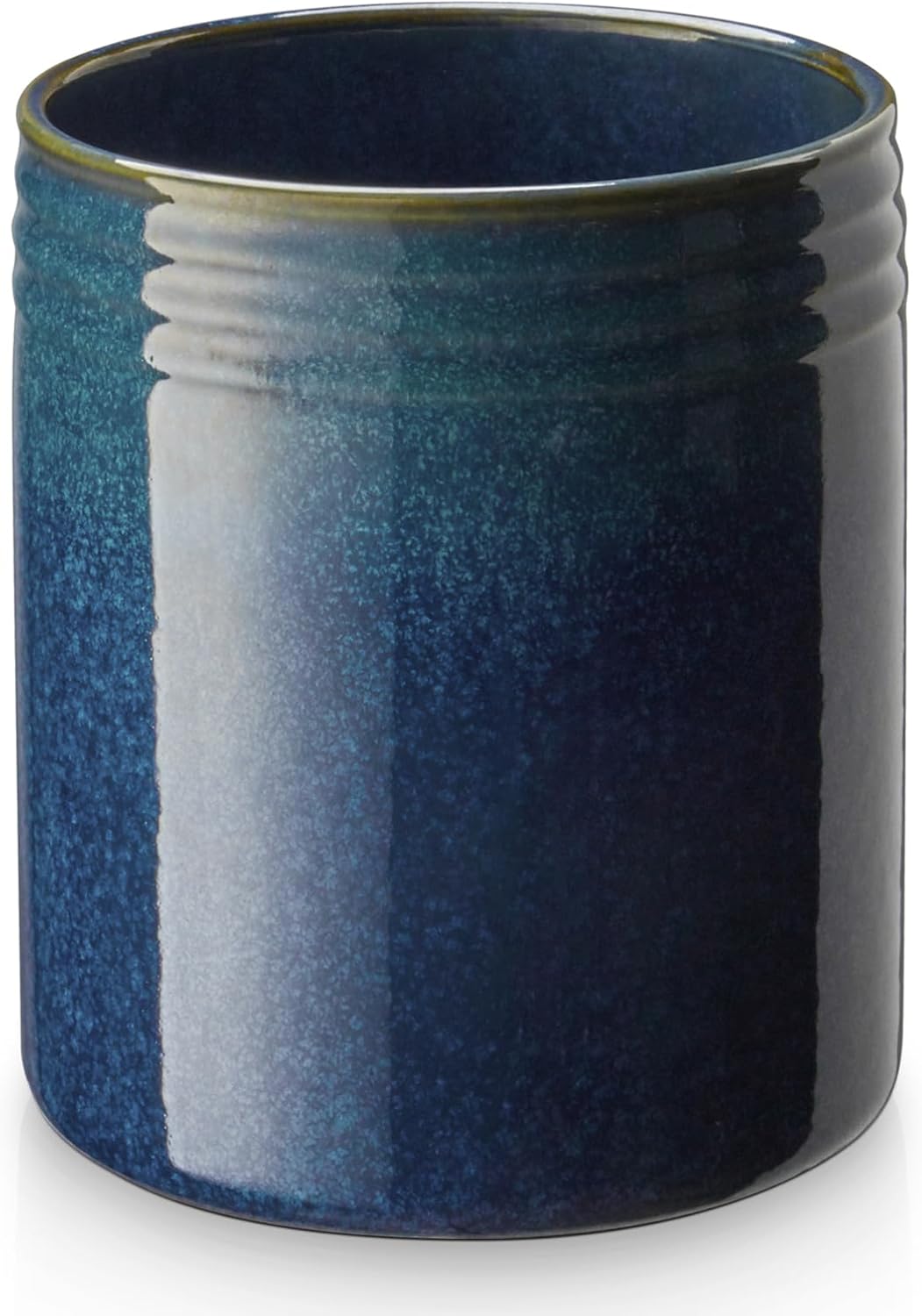 DOWAN 7.2" Kitchen Utensil Holder, Extra Large Farmhouse Utensil Holders for Countertop, Ceramic Utensil Crock, Anti Slip Cork Bottom