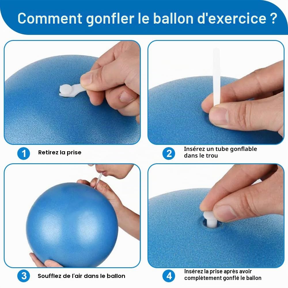 HIKPACKER Lot de 3 ballons de gymnastique et Pilates 20 cm avec paille gonflable