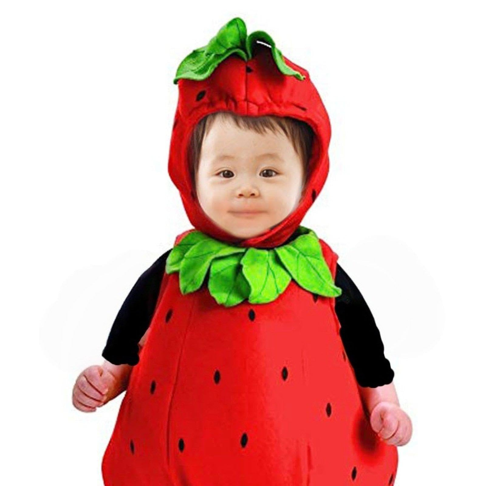Set Costume da Frutta: Leggings con Cappuccio per Bambini E Bambine, Perfetti per Compleanni, Feste in Maschera, Carnevali E Come Accessori per Costum, Strawberry L