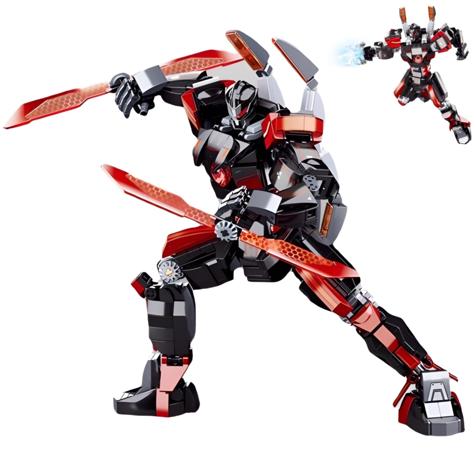 WULOBOOI Mech Robot Building Blocks Sets with 2 Weapons Forms Transforming Dark Wanderer Mech Model Building Toy Kit, 585 Pieces Creative for Adults Men or Boys 8+