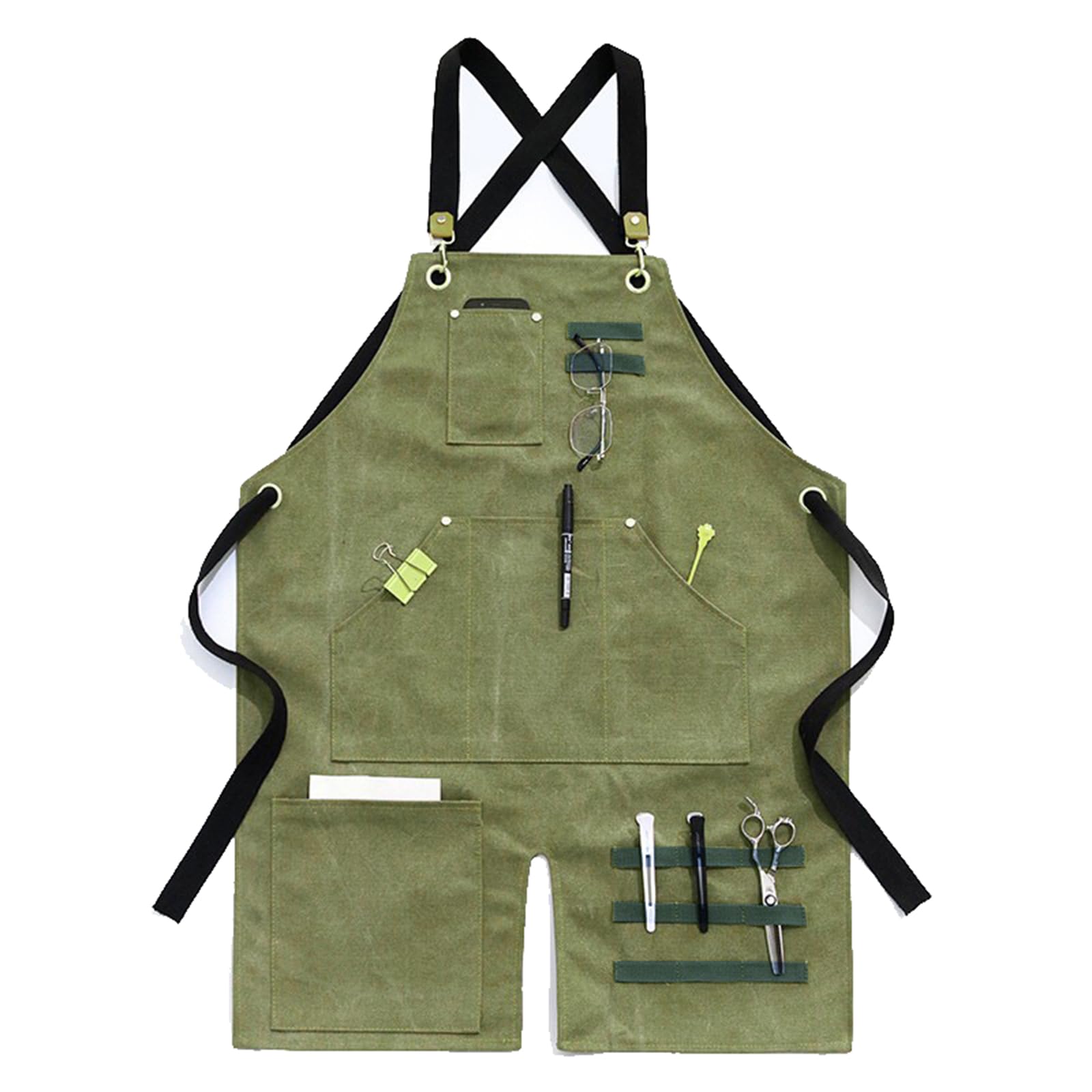 Fartuch szefa kuchni ， Fartuch Denim Bib Fartuch warsztatowy, fartuch narzędziowy, fartuch roboczy z rozciętymi nogawkami, wytrzymały, z kieszeniami, płócienny, regulowany fartuch z krzyżowym tyłem