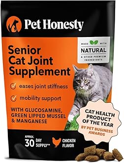 Cat Hip + Joint Health Chews – Crunchy & Creamy Cat Joint Support Supplement - Glucosamine, Chondroitin & Omega-3s – Supports Mobility, Flexibility & Comfort for Indoor & Outdoor Cats (Chicken 30-Day)