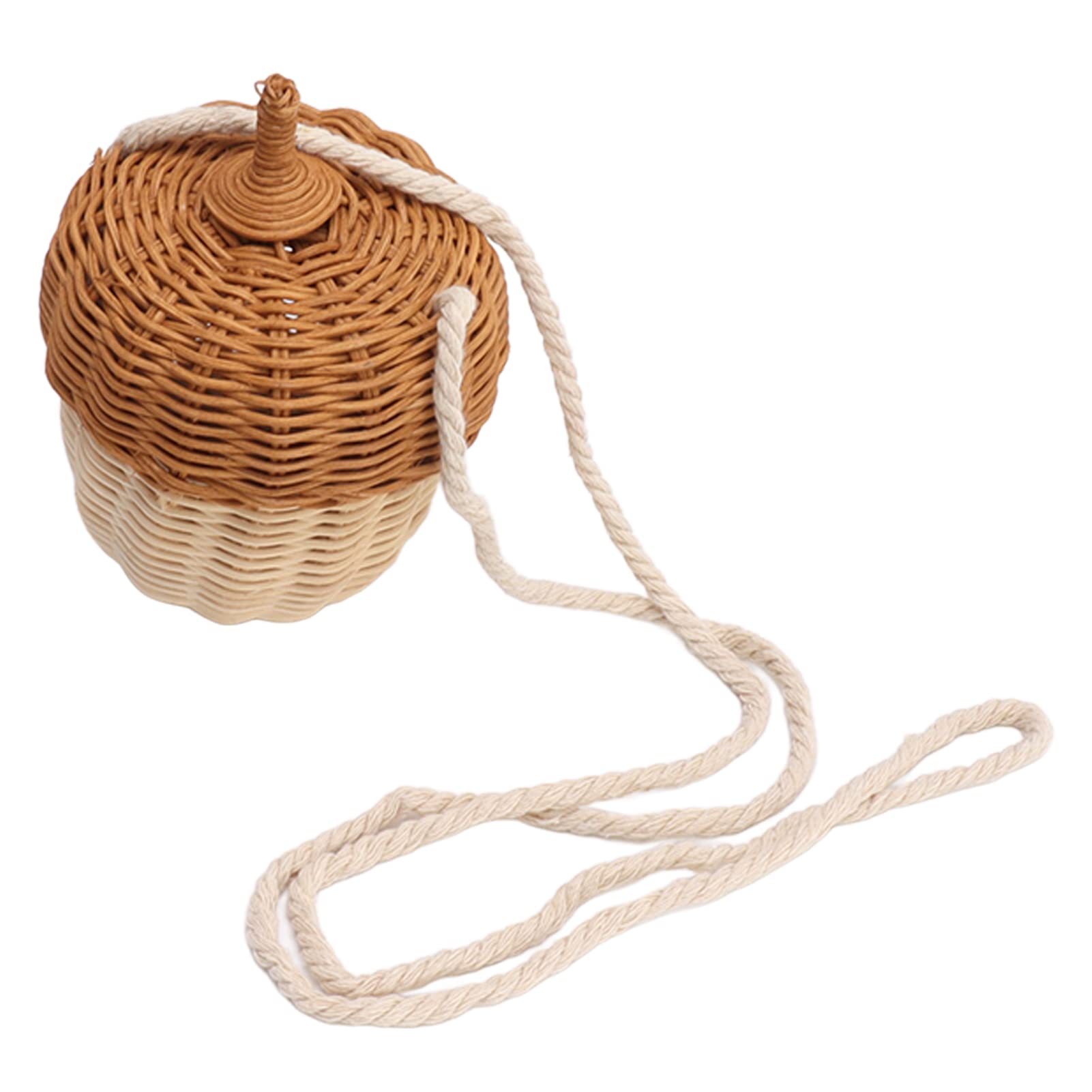 Cesta de Almacenamiento de Ratán para Niños, Cesta de Mimbre en Forma de Bellota, Impermeable, Multifuncional, , Tejida a Mano, Decorativa para el Hogar para Niñas (Bolso de hombro pequeño)