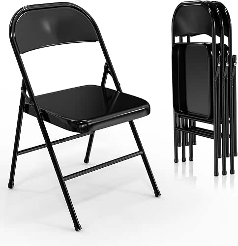 VINGLI Folding Chairs All Steel Metal Frame, Capacity 350 lbs,
