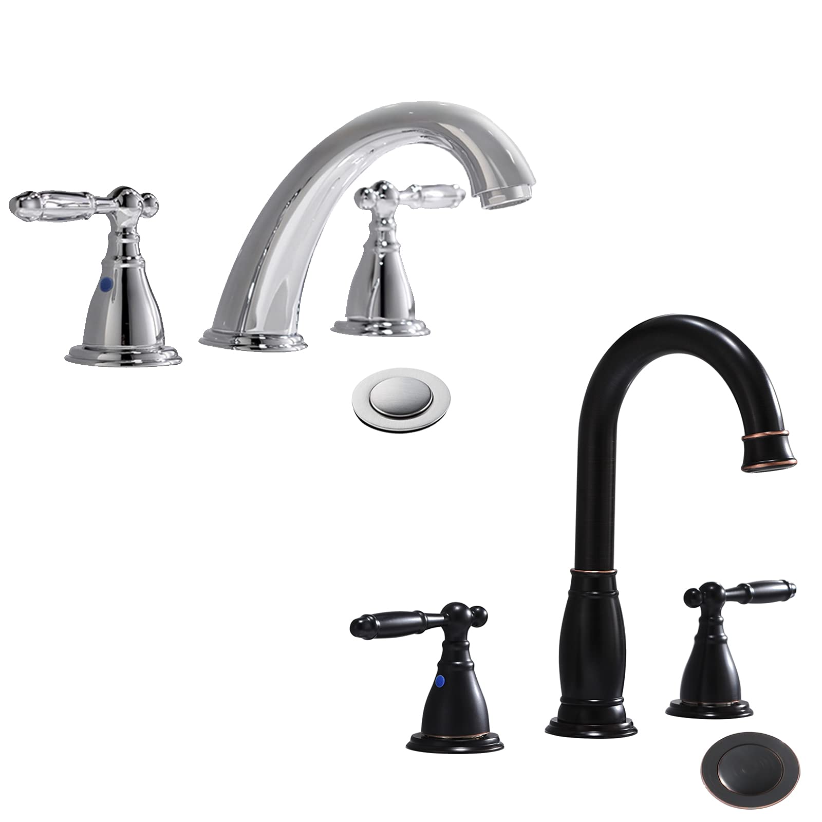 Sxithgkdw 8 Inch 3 Hole Widespread Bathroom Faucet With Metal Pop Up Drain By, Widespread Bathroom Sink Lavatory Faucet