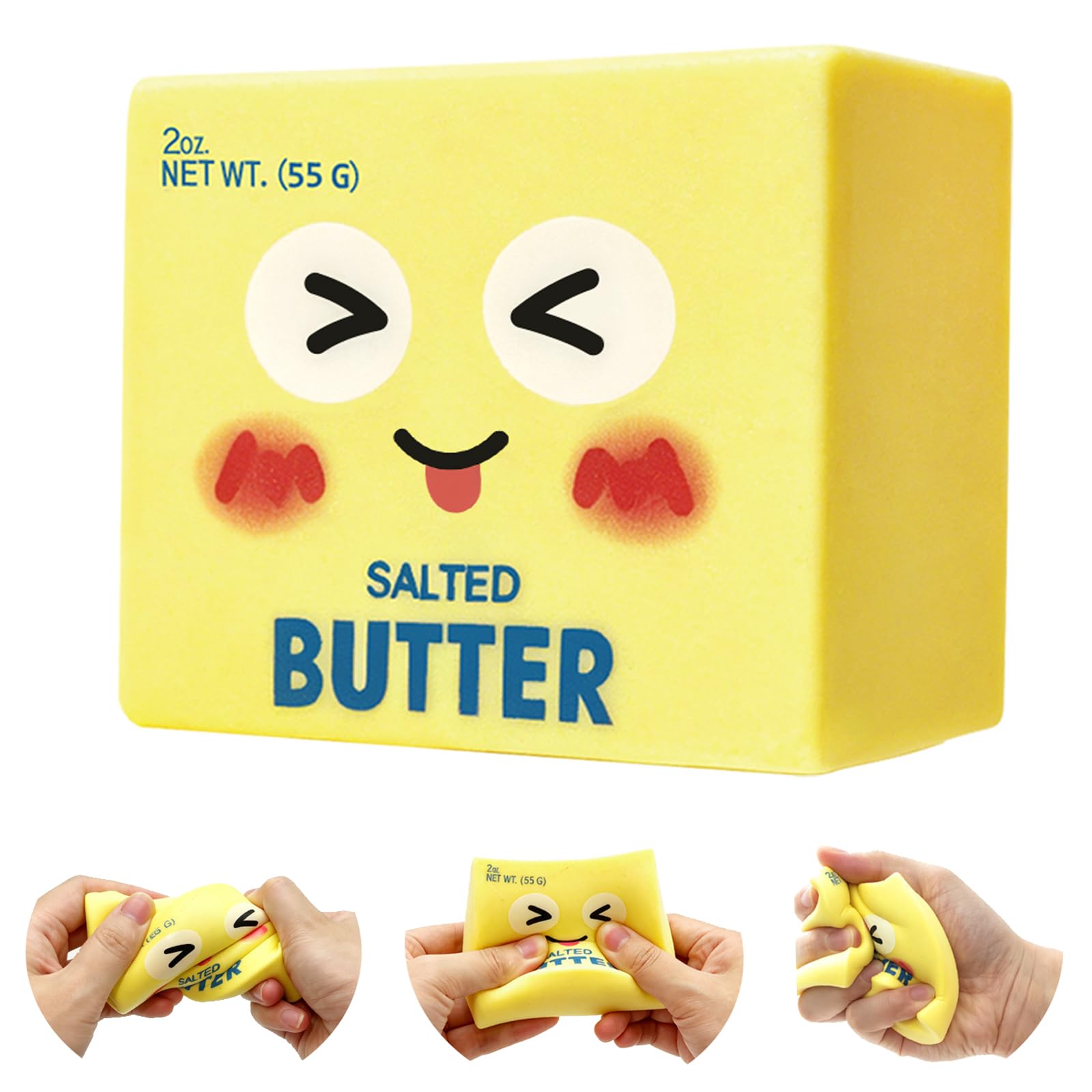 New Upgraded Smile Face Butter Squishy Toys, Slow Rebound Dumpling Squishy, Soft Stretchy Sensory Squeeze Toys, Stress Relief Fidget Toys, Office Desk Toys & Daily Leisure Gifts (Playful)