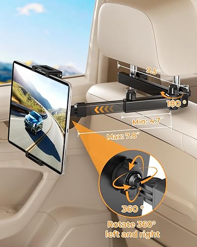 Miniatura 3 de Soporte para tablet para automóvil, soporte de montaje en ángulo ajustable para reposacabezas de automóvil para niños, artículos esenciales de viaje