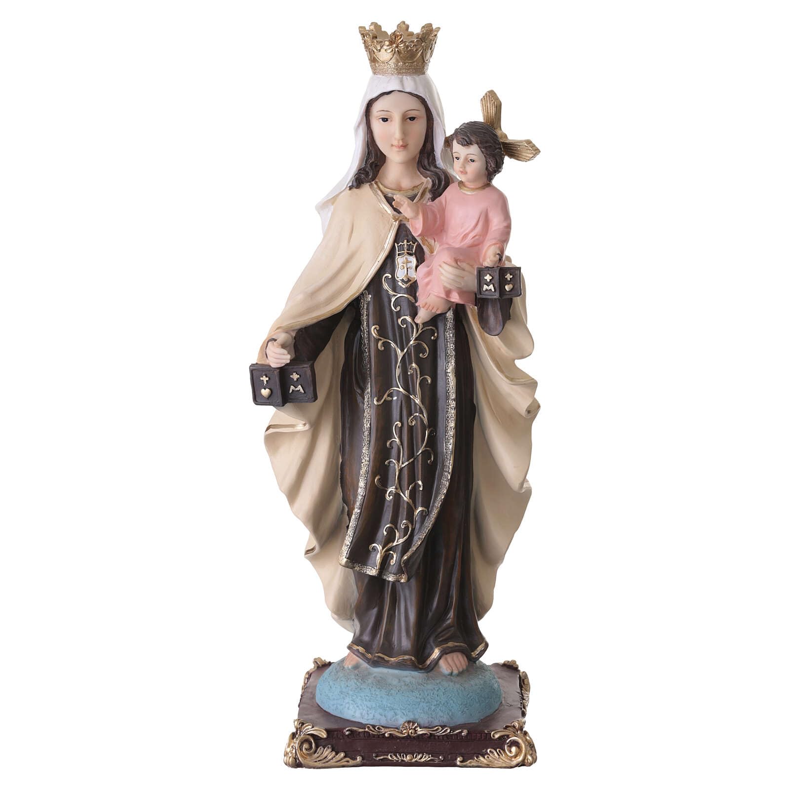 Holyart Statue in resina e PVC: Statua resina dipinta a mano Vergine del Carmelo con scapolari 60 cm