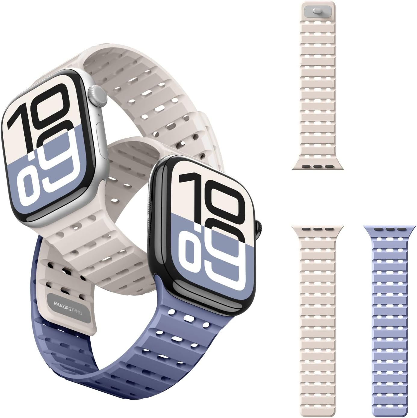 Magnetic Silicone Sport Strap for Apple Watch Band 38mm 40mm 41mm 42mm(Series 10), Breathable Waterproof Watch Bands for Women and Men, Wristband for iWatch Series 10 9 8 7 6 5 4 3 2 1