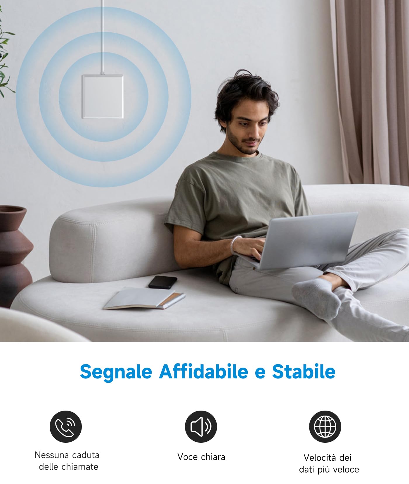 ANNTLENT Amplificatore Segnale Cellulare - Banda 20/8/1 Ripetitore GSM Amplificatore 4G 3G LTE Per la Casa Ufficio Ripetitore Segnale Cellulare Tutti Gli Operatori Copertura Fino