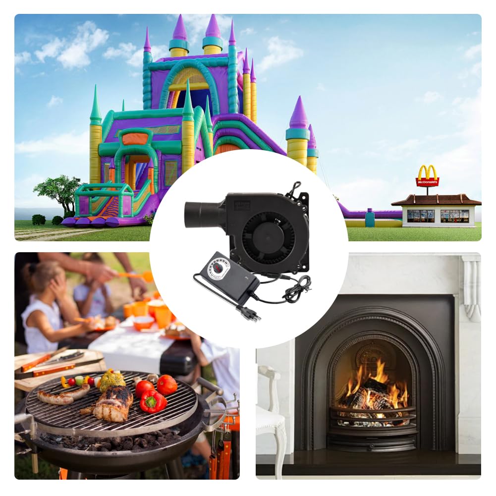 Silkwish 150 m³/h Ventilator, 230 V, met toerentalregelaar, AC- radiaalventilator met regelaar, turbineventilator voor verwarmingstoestellen, grill, BBQ, picknick, koelventilator voor huishoudelijke