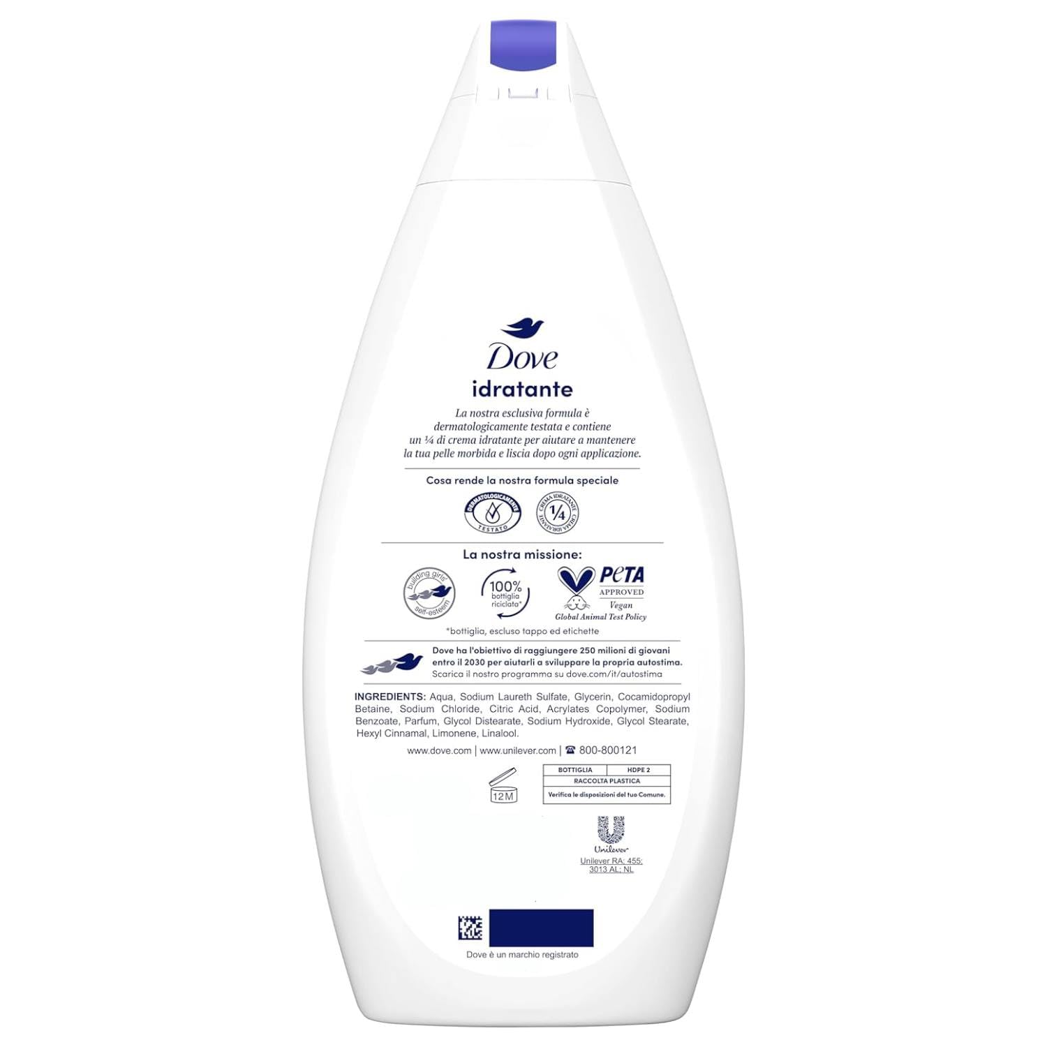 12 Pezzi Dove Bagnodoccia di Bellezza Idratante - 700 ml - Formato Famiglia …