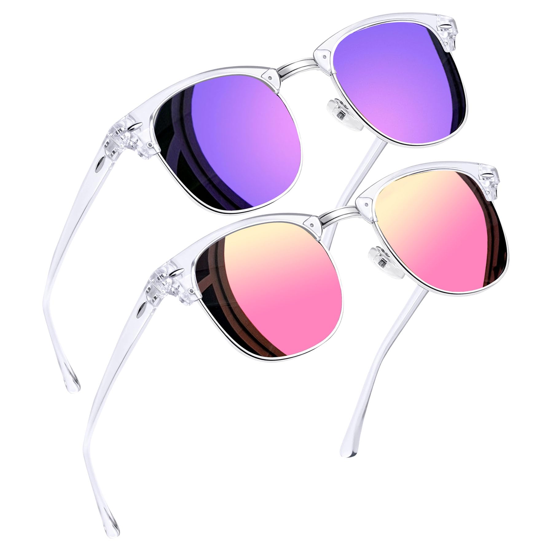 Joopin Half Frame Sunglasses UV Protection Vintage Browline Sun Glasses