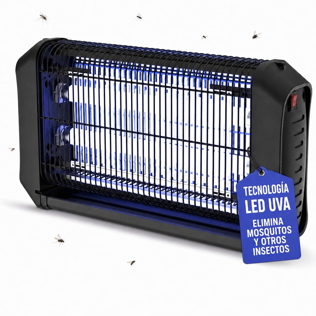Sogo Lámpara Antimosquitos LED 4 W para hasta 60 m² - Mata Mosquitos Eléctrico Silencioso y Eficiente - Mata Insectos Eléctrico para Interior y Exterior Cubierto con Alta Seguridad