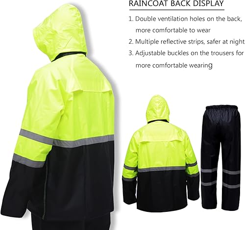 Miniatura 4 de Traje de lluvia, chaqueta de seguridad reflectante de alta visibilidad, equipo de lluvia ligero, chaqueta impermeable con pantalones