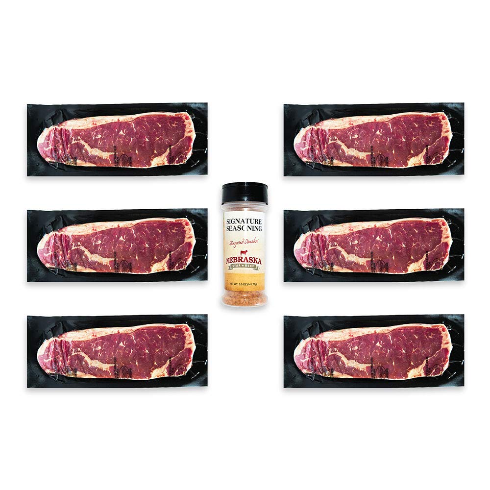 Nebraska Star Beef Prestige Steaks - 6 Packs with Seasoning (6-12oz NY Strips)