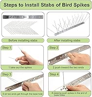 Vista 5 de Paquete de 5 picos de acero inoxidable para pájaros, palomas, ardillas, gatos, clavos de pájaros, cubierta de jardín al aire libre, 4 pies, mantiene