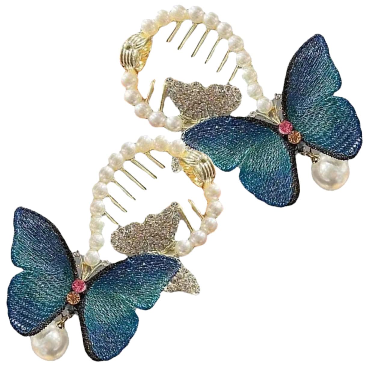 LALAFINA 8piezas Horquillas Para Moño y Cristales Accesorios De Pelo Para Coletas y Moños Elegantes Perlas Para Mujer