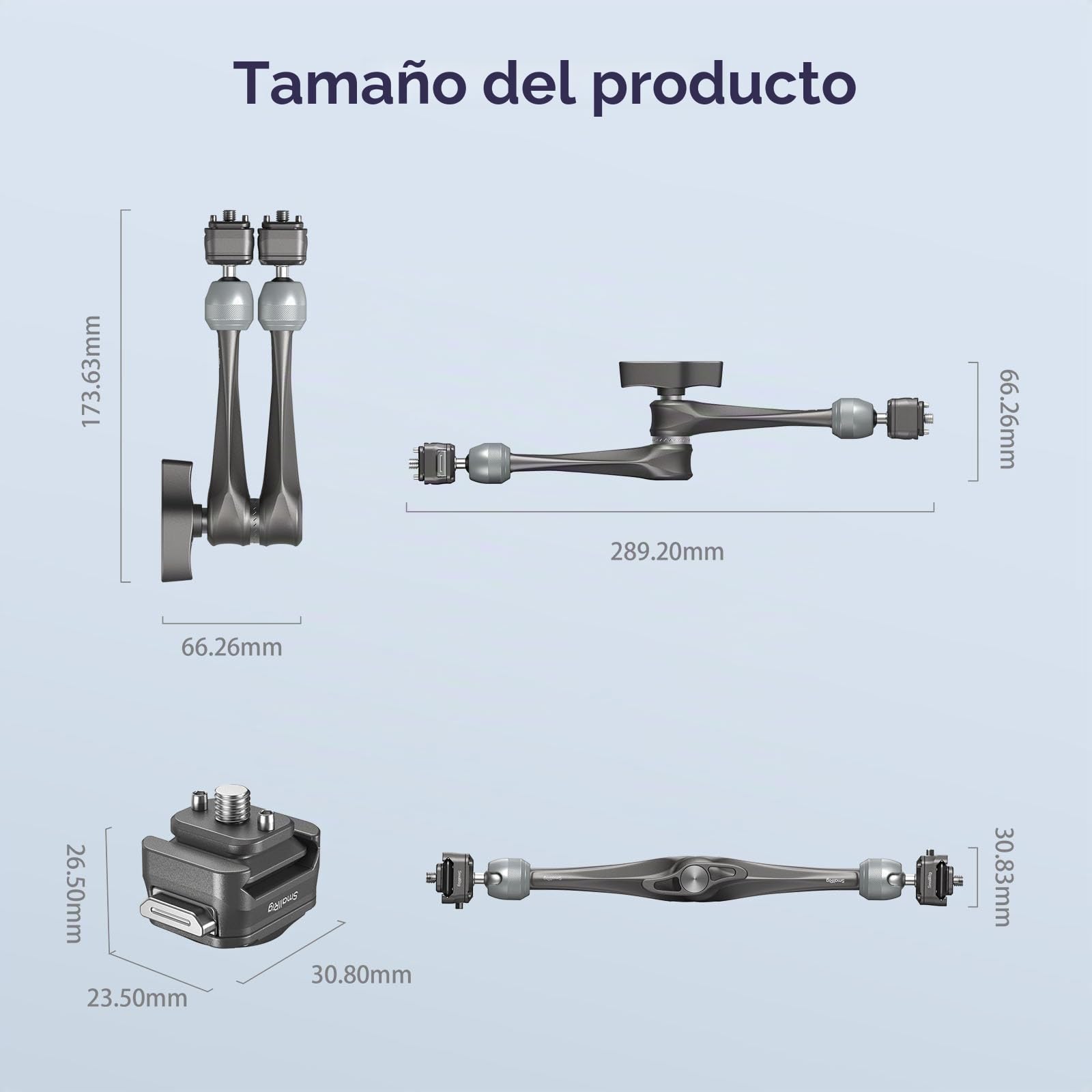 SMALLRIG 11" Roseta Brazo Mágico, Estructura de Liberación Rápida HawkLock H21, con Tornillos de 1/4"-20 y Pasadores Antigiro, para Monitores, Luces, Capacidad de Carga Máxima 3kg - 4489