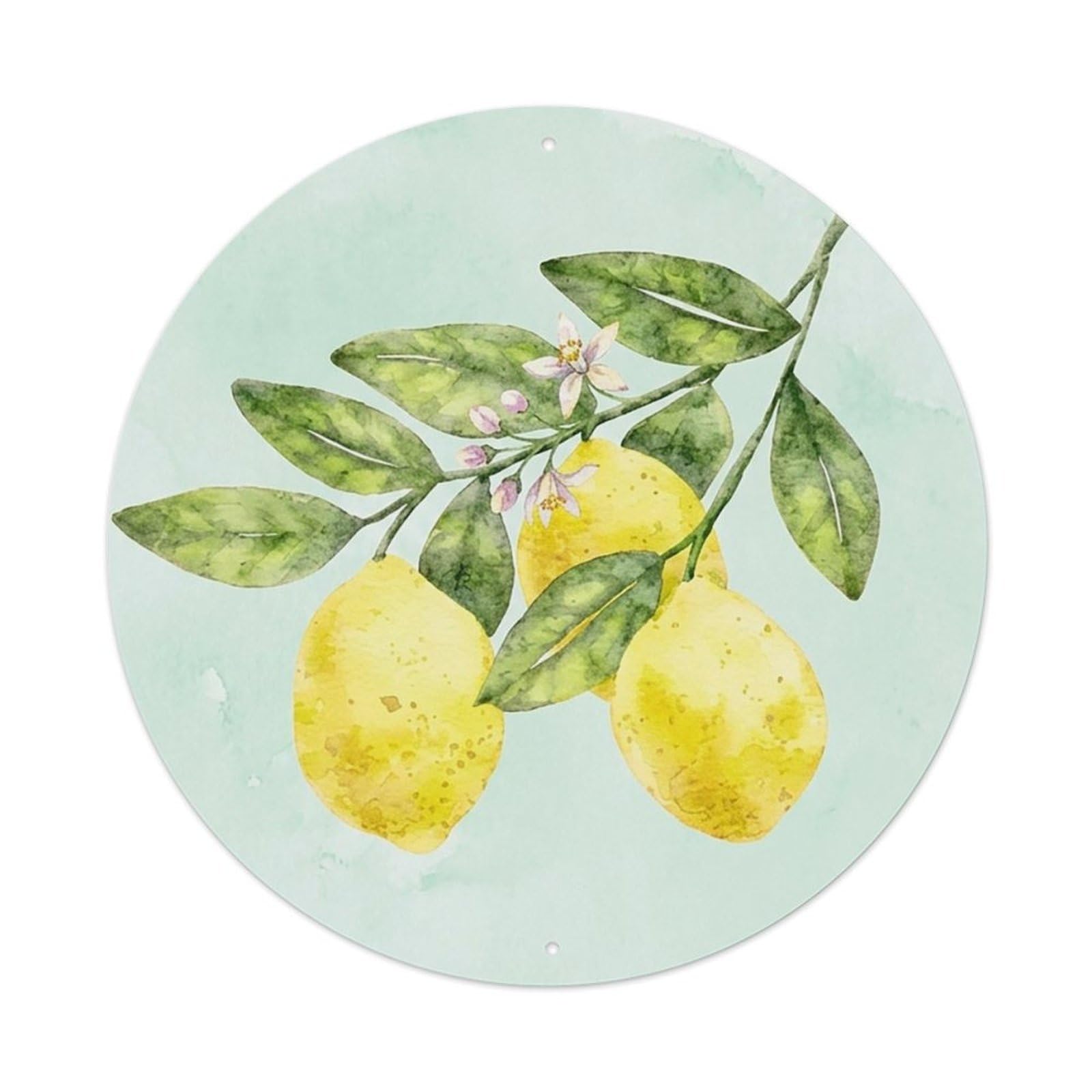 Italy Amalfi Coast Positano Lemons Scenic Watercolour Metal Tin Sign Plaque Wall Decor for Cafe, Man Cave, Club Bar, Office, Home Garden Round Metal Poster 8x8Inch