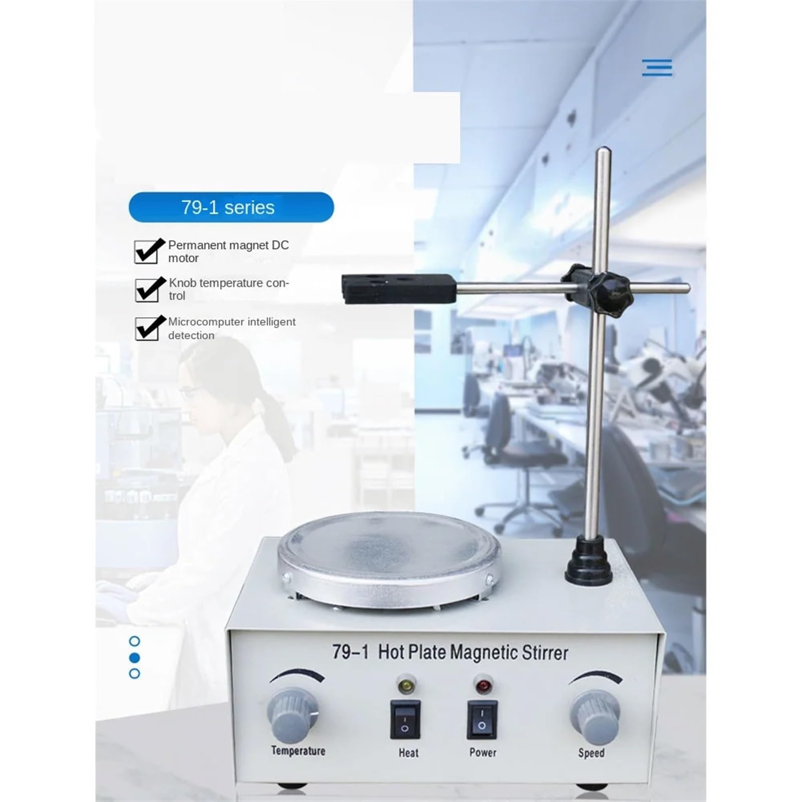 Genérico Agitador magnético, agitador magnético con calefacción 79-1, Mezclador de Laboratorio de Doble Control para Placa agitadora y 1000 ml, para Laboratorio.