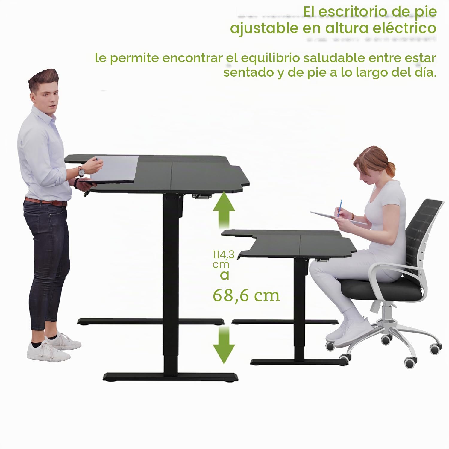 Radlove Escritorio de pie eléctrico Ajustable en Altura con 4 Controles de Memoria y tecnología anticolisión (78 x 150 cm, Black)
