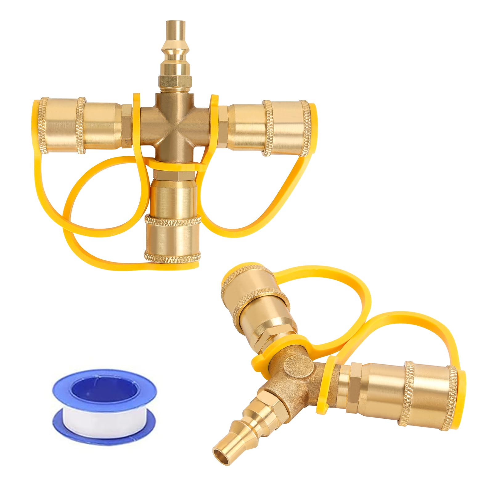 1/4 inch RV Propane Quick Connect Splitter, Propane Y Splitter Propane Splitter 2 Way & 3 Way with Shut Off Valve for RV T...