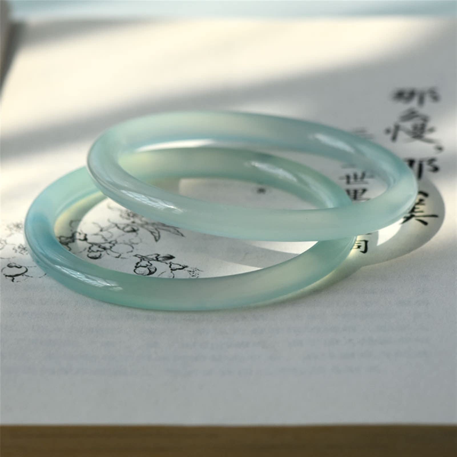 MOCHAMIK Bracciale in Calcedonio Blu Bracciale Rotondo Sottile da Donna Bracciale in Agata