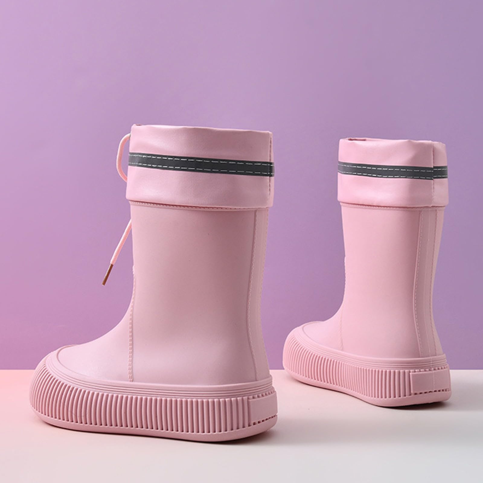 Generisch Stivali da pioggia da donna in gomma semi-alti, leggeri, impermeabili, alla moda, con suola antiscivolo, scarpe in gomma, eleganti scarpe da giardino, comode