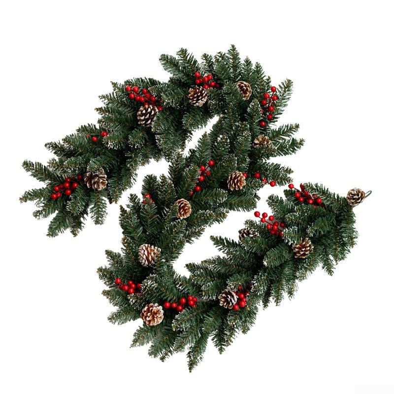 2.1m Weihnachts Girlande Kunst Rattan Realistisch Grün 2.1m