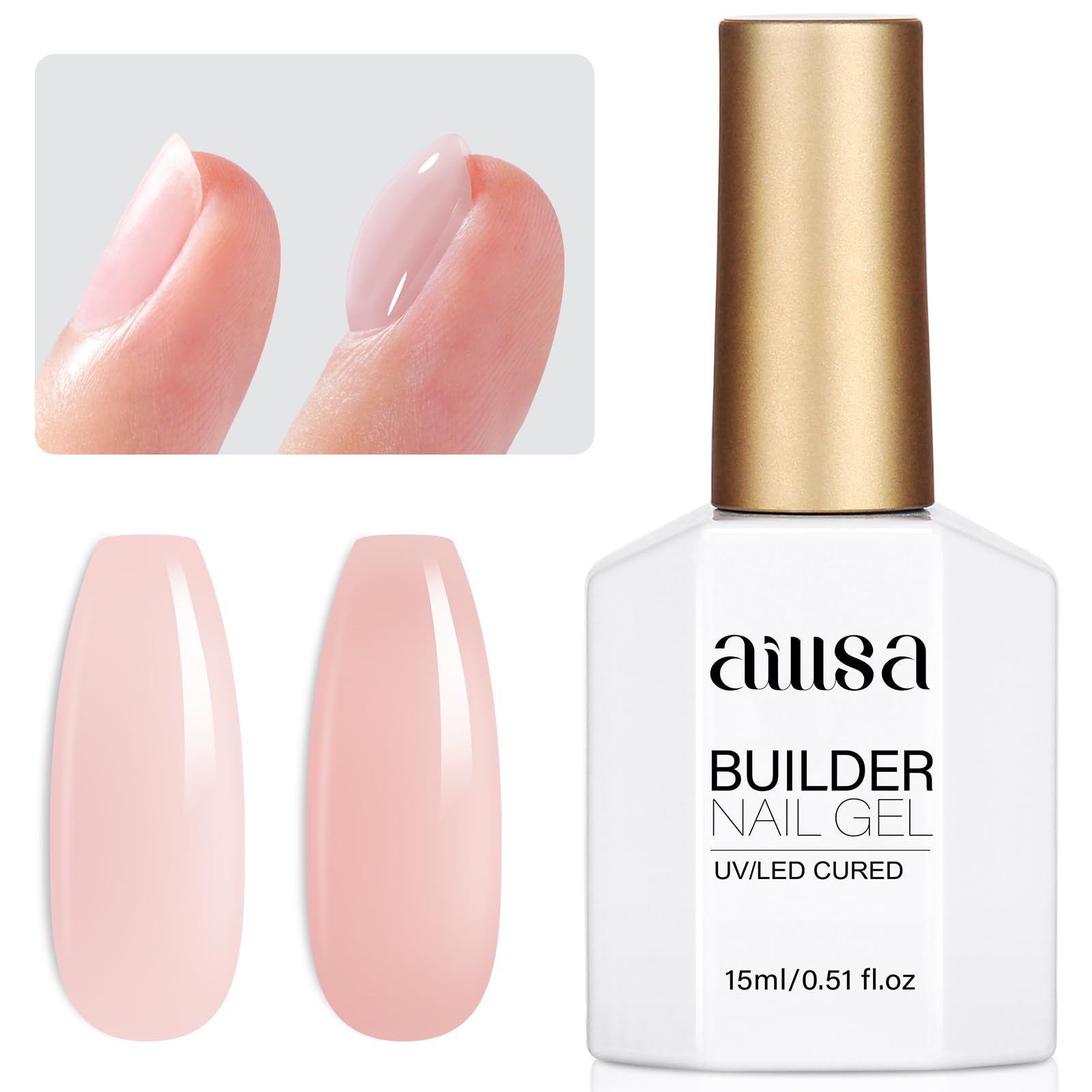 AILLSA Builder Gel for Nails Baby Pink 7 In 1 Hard Gel Polish for Nail Thickening Nude Color Strengthener Gels Nail Polish Light Pink Extension U V Gels for French Manicure Base Coat Need 0.51 Oz GB65