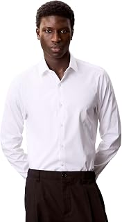 Calvin Klein Herren Hemd Poplin Slim Fit, Weiß (White), 42