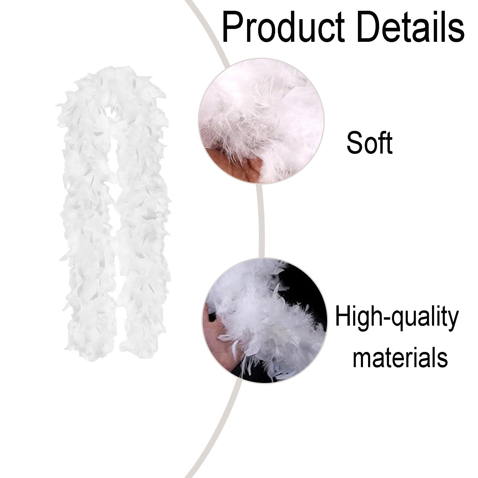 Syylqyr 3PCS White Feather Boa - Image 3