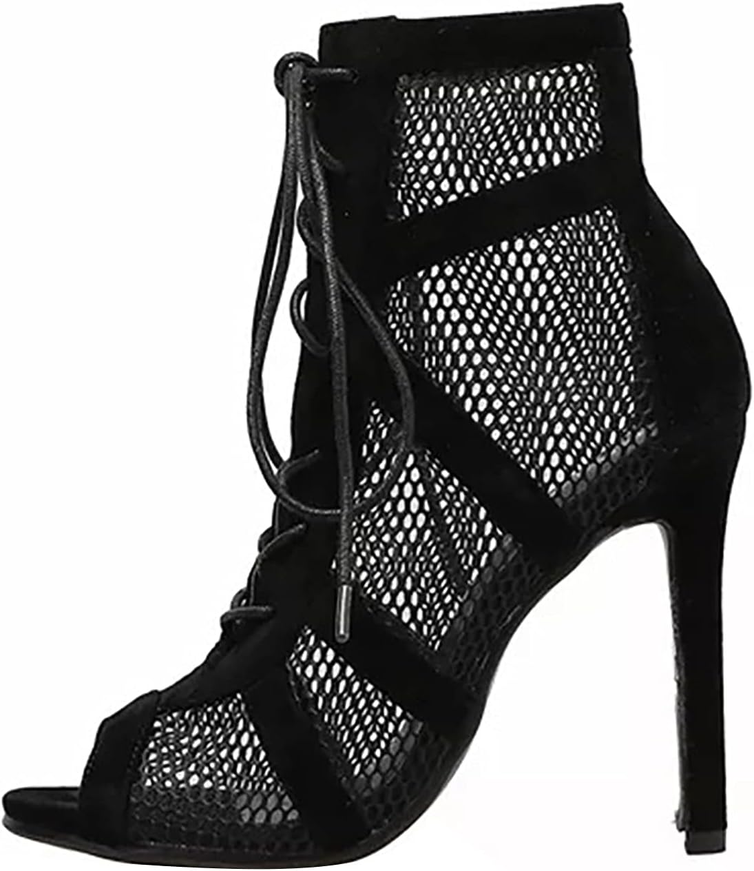 Women's Mesh Cross Strap High Heels Plus Size Fish Mouth Sandals