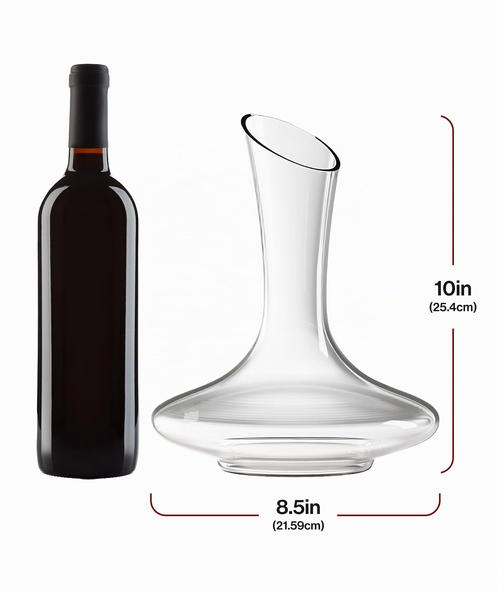 Le Chateau Decantador de vino - Jarra de cristal soplado a mano sin plomo para vino - Gran capacidad (750ml) - Respirador y aireador de vino tinto - Juego de jarra para vino - Regalos y accesorios