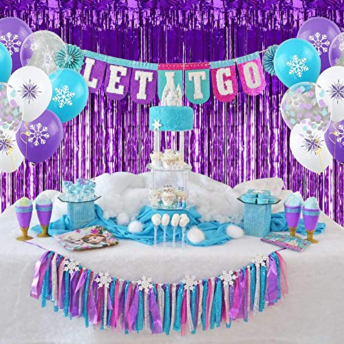 Image of TONIFUL 3Pcs Purple Door Streamers,Purple Photo Booth Backdrop,Metallic Streamers Foil Fringe Curtains for Halloween Birthday,Christmas,New Year,St. Patrick's Day Party Decor(9.9ft x 6.6ft)