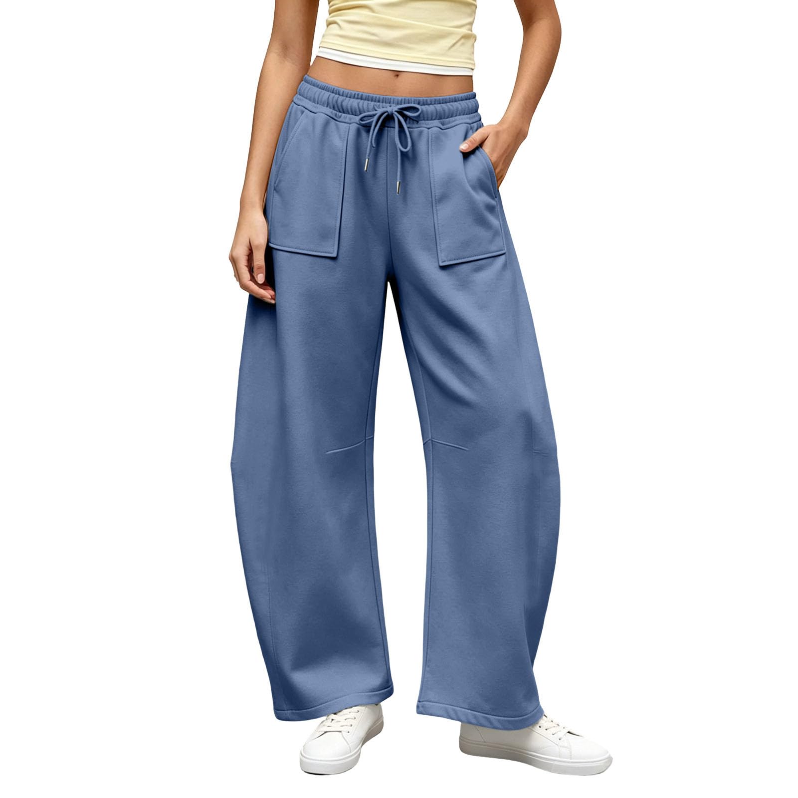 Pantaloni Tuta Donna Pantaloni a Gamba Larga con Elastico in Vita Pantalone Jogger con Coulisse Comodi Pantlone Cotone Morbidi Pant Baggy Tinta Unita Pants Lunghi per Allenamento Jogging Fitness