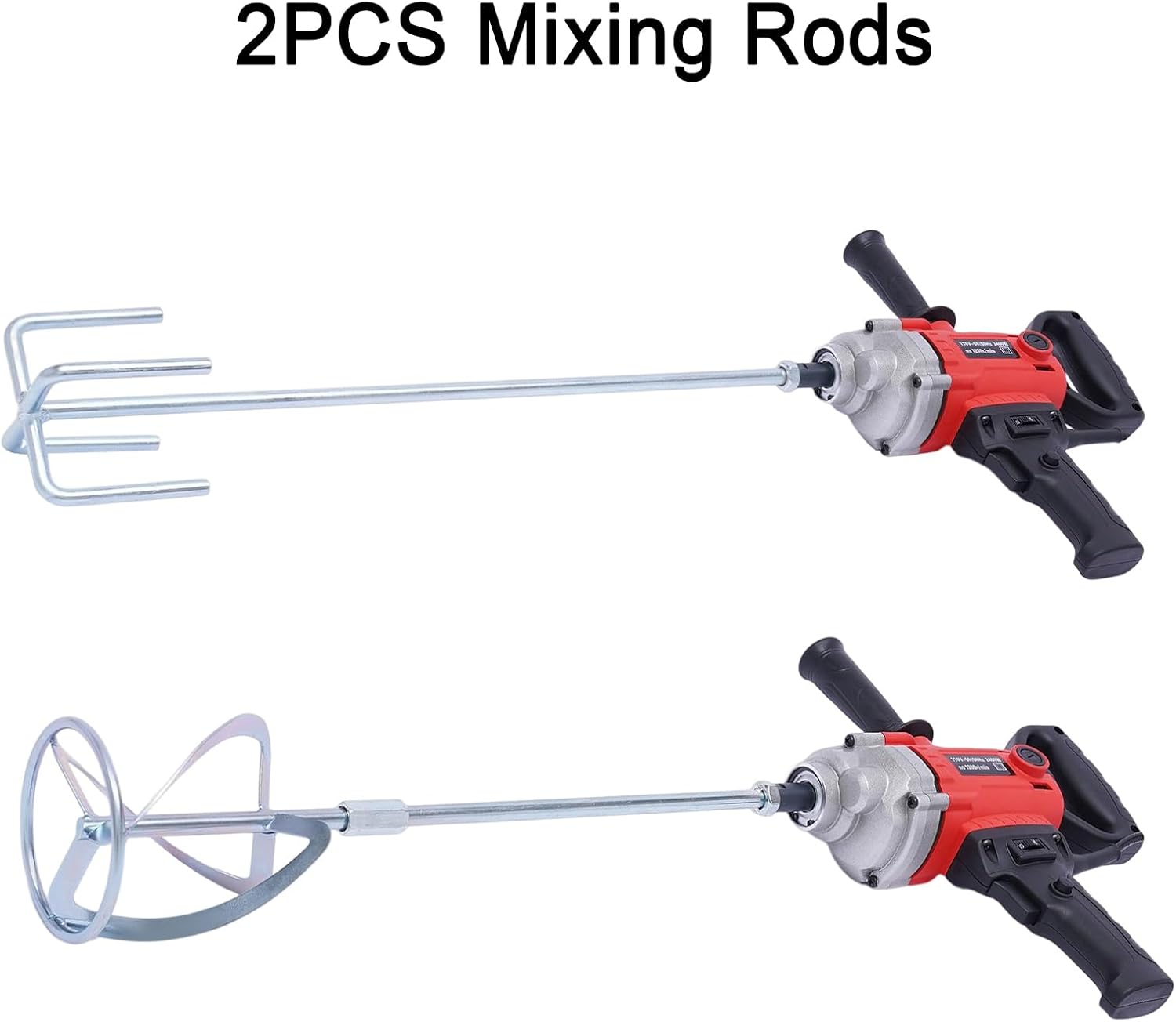 Drill Mixer Set, Electric Corded Mixing Drill Machine with 2 Mixing Paddles, Variable Speeds Concrete Mud Mixer for Drilling and Mixing
