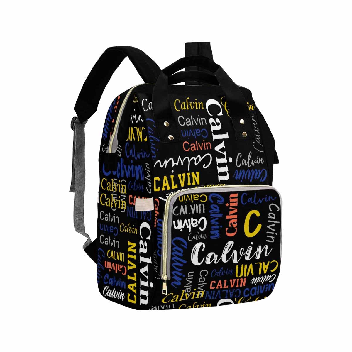 Artsadd Personalized Name Nappy Bag Large Capacity Baby Diaper Bags, Color Black Monogram Daypack Custom Name Backpack Casual Daypack Bag Gifts for