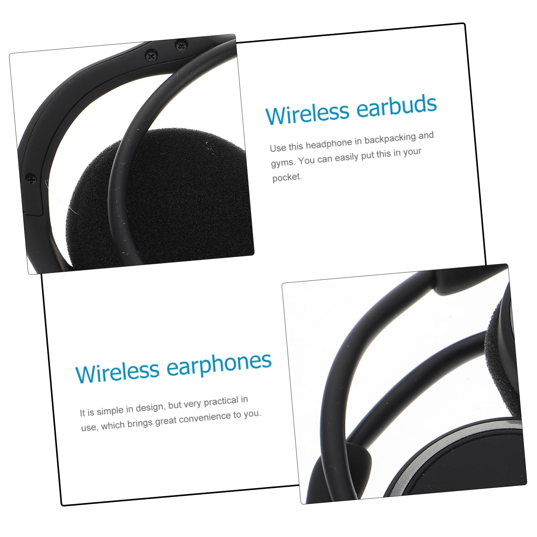 NUOBESTY Auricolare Wireless Sportivo Gancio per Orecchio, Leggero e Comodo Occhiali, per Palestra e Backpacking, Nero, Versione 4.1